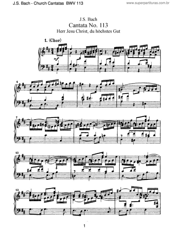 Partitura da música Cantata No. 113