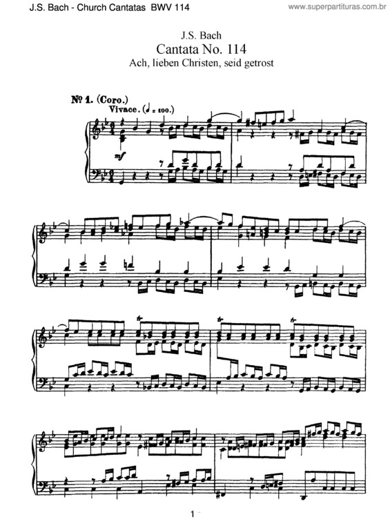 Partitura da música Cantata No. 114