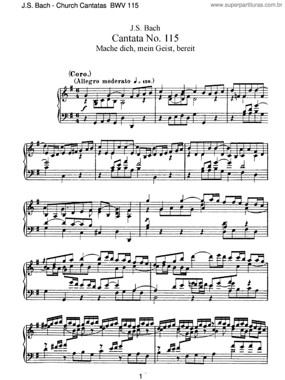 Partitura da música Cantata No. 115