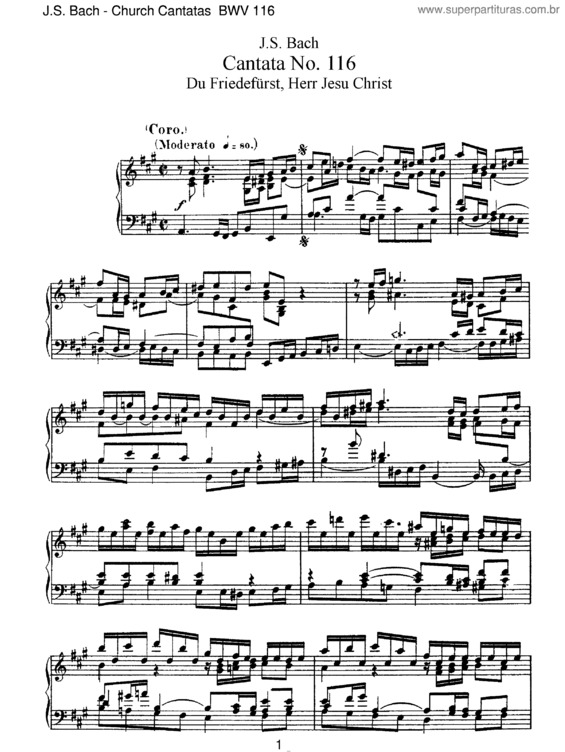 Partitura da música Cantata No. 116