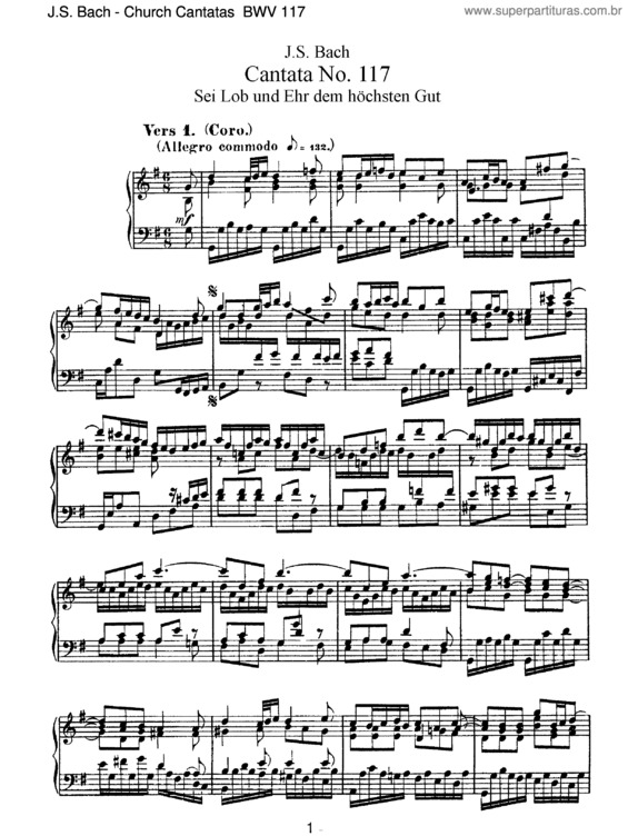 Partitura da música Cantata No. 117