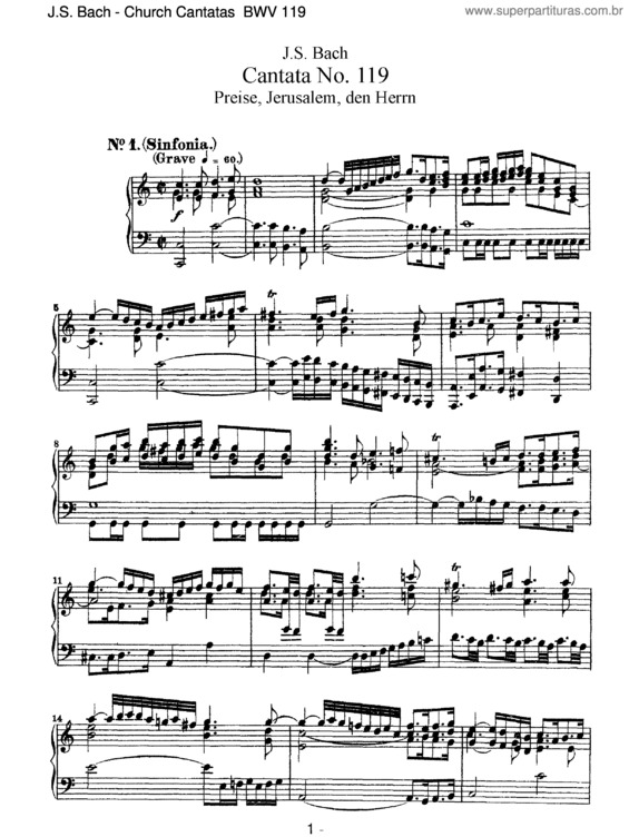Partitura da música Cantata No. 119