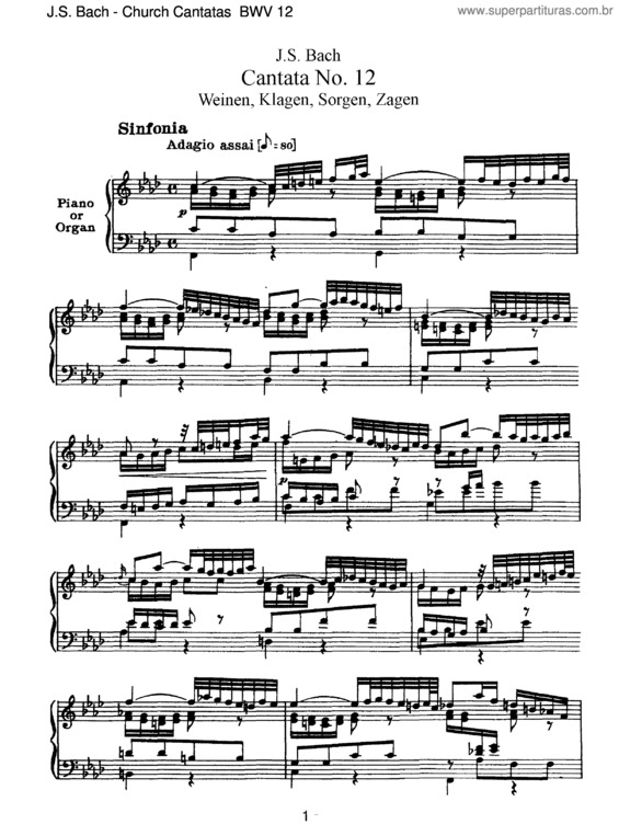 Partitura da música Cantata No. 12