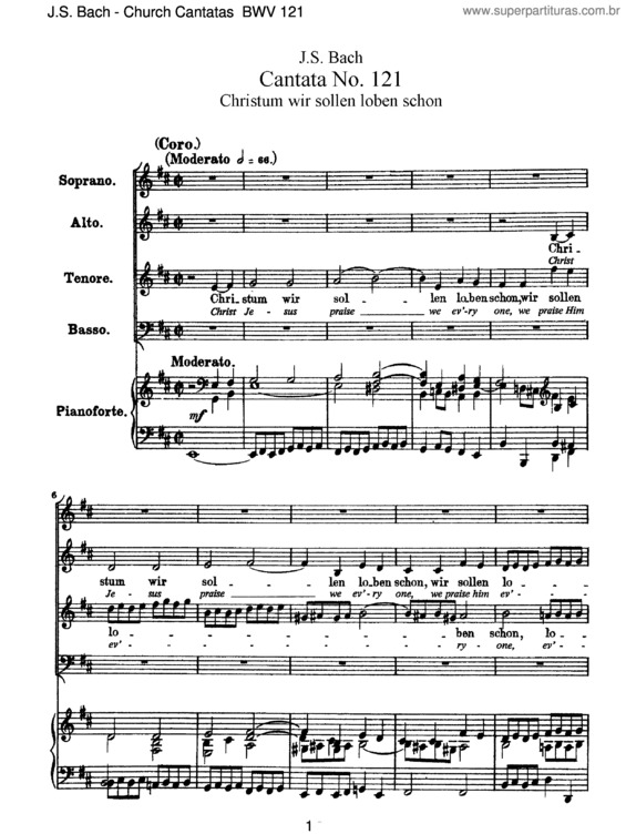 Partitura da música Cantata No. 121