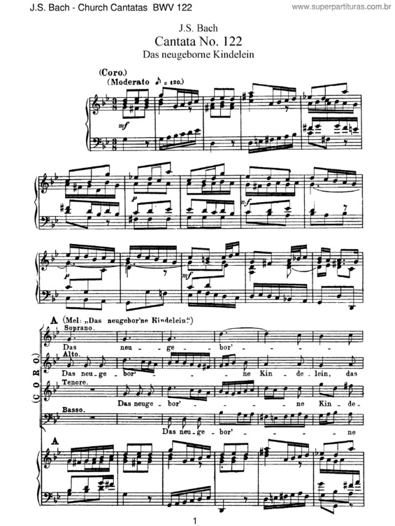 Partitura da música Cantata No. 122