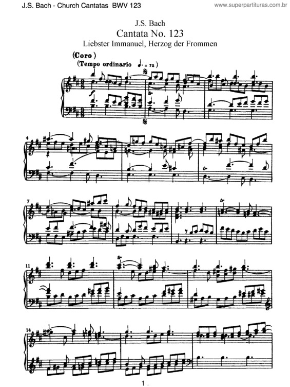 Partitura da música Cantata No. 123