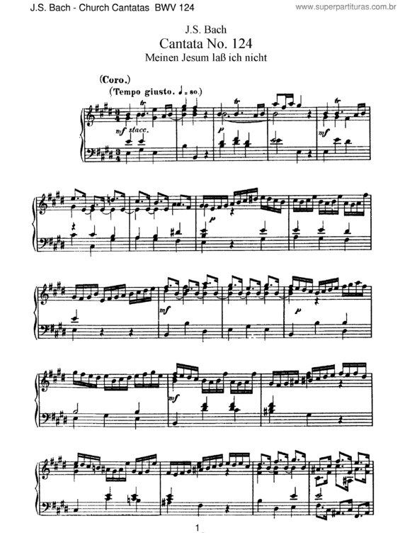 Partitura da música Cantata No. 124