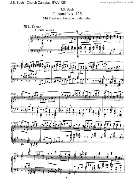 Partitura da música Cantata No. 125