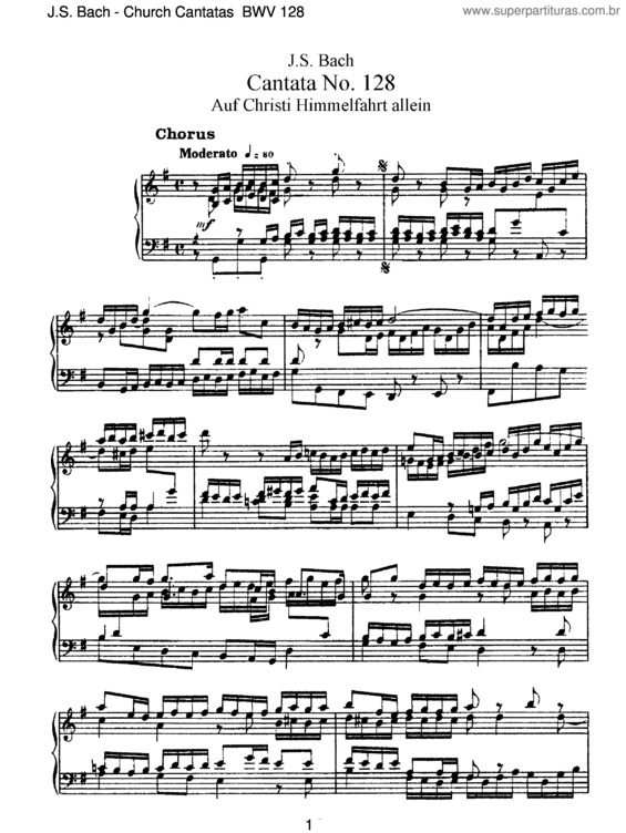 Partitura da música Cantata No. 128