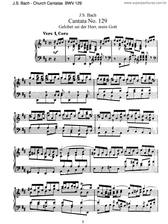 Partitura da música Cantata No. 129