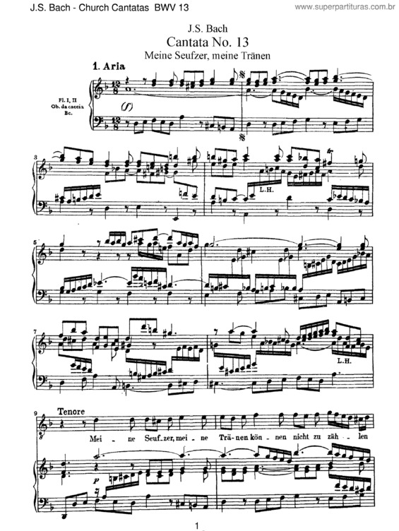 Partitura da música Cantata No. 13
