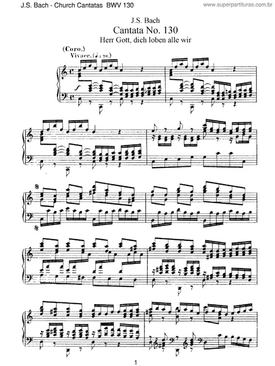 Partitura da música Cantata No. 130