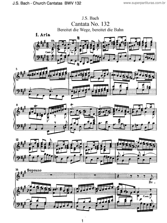 Partitura da música Cantata No. 132