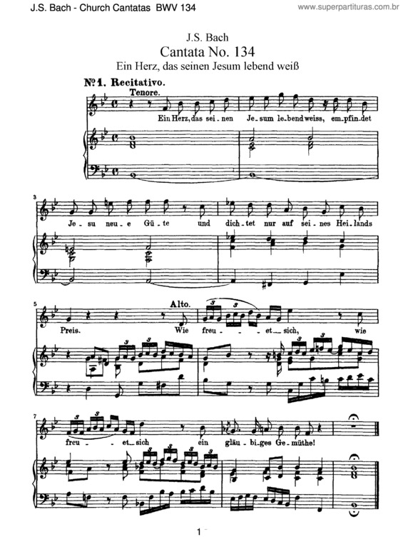 Partitura da música Cantata No. 134