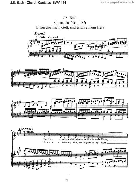 Partitura da música Cantata No. 136