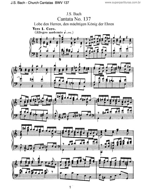 Partitura da música Cantata No. 137