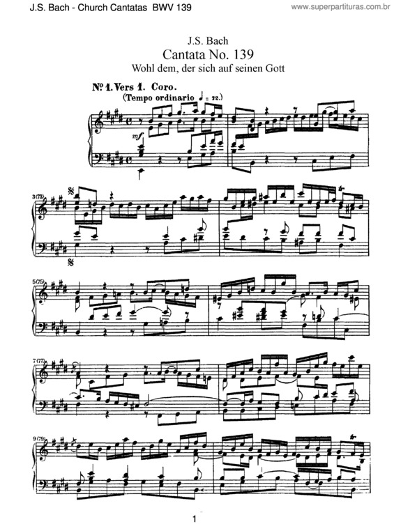 Partitura da música Cantata No. 139