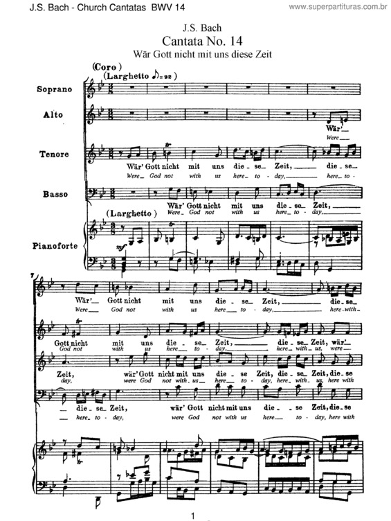 Partitura da música Cantata No. 14