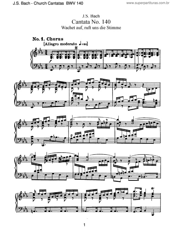 Partitura da música Cantata No. 140