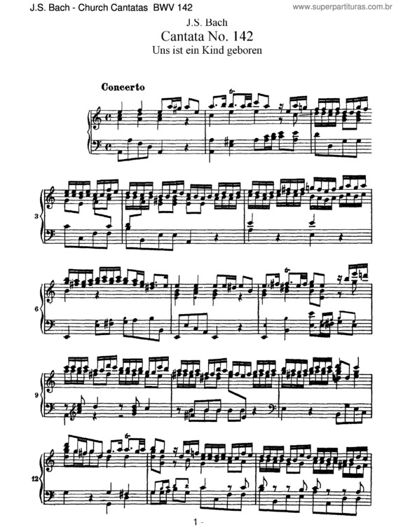 Partitura da música Cantata No. 142