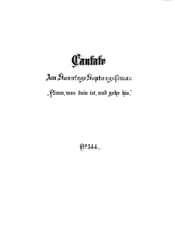 Partitura da música Cantata No. 144 v.2