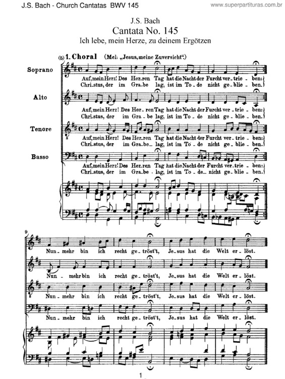 Partitura da música Cantata No. 145