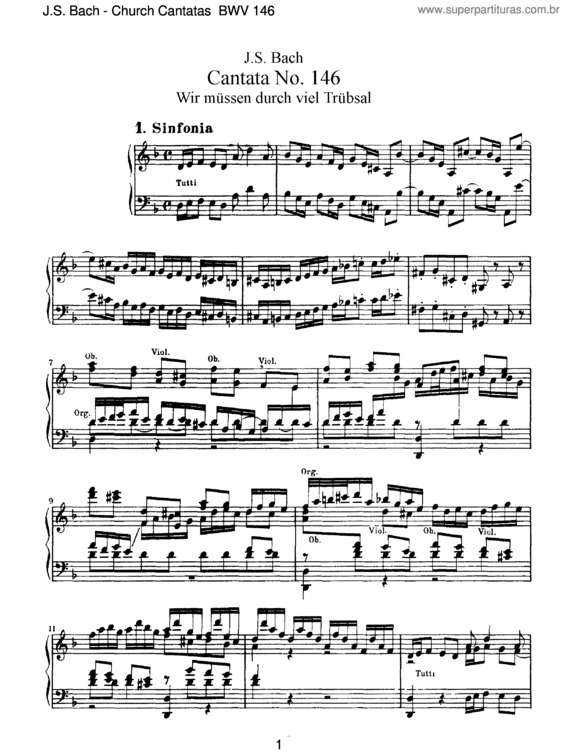 Partitura da música Cantata No. 146