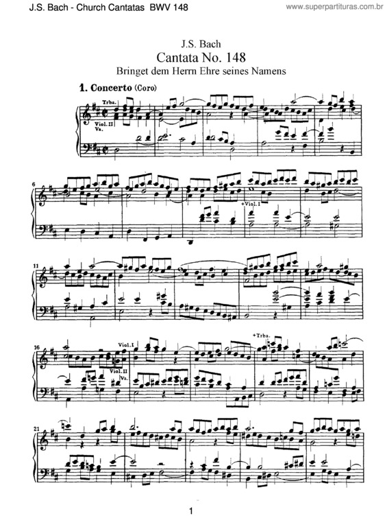 Partitura da música Cantata No. 148