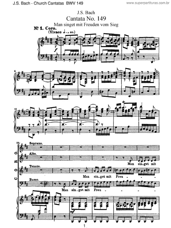 Partitura da música Cantata No. 149