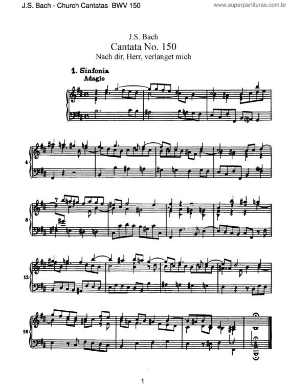 Partitura da música Cantata No. 150