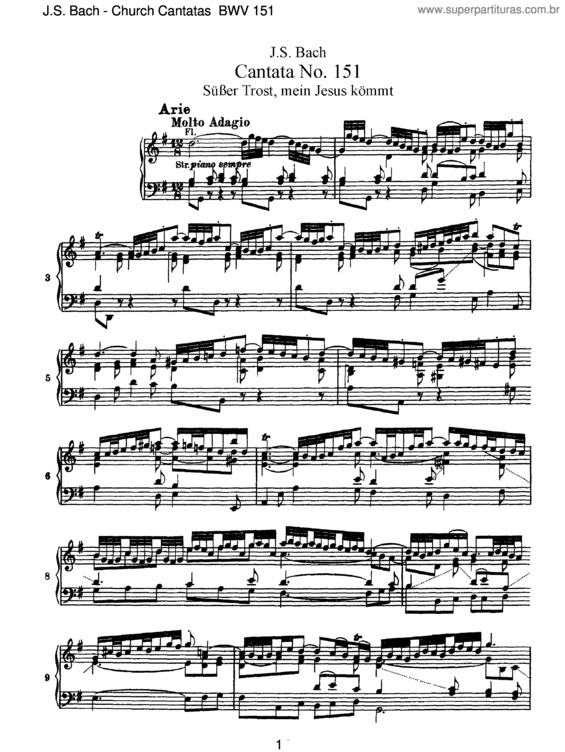 Partitura da música Cantata No. 151