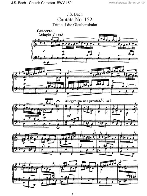 Partitura da música Cantata No. 152