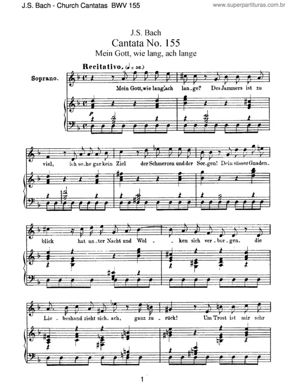 Partitura da música Cantata No. 155