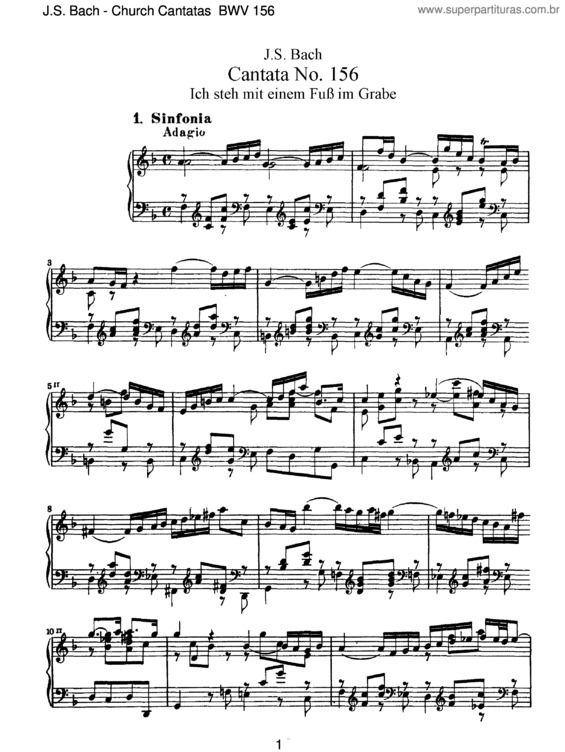 Partitura da música Cantata No. 156