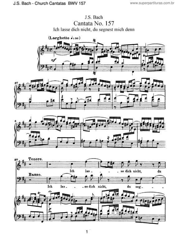 Partitura da música Cantata No. 157