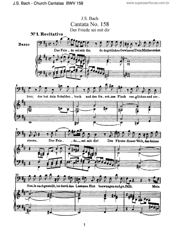 Partitura da música Cantata No. 158