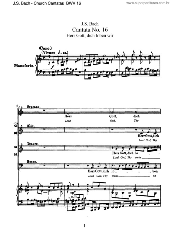 Partitura da música Cantata No. 16