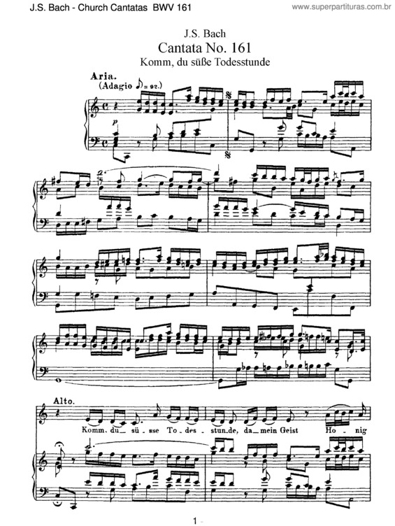 Partitura da música Cantata No. 161
