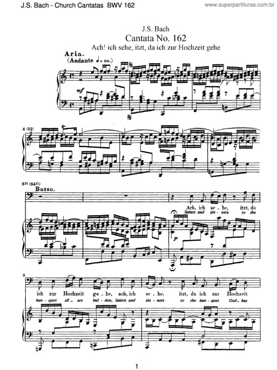 Partitura da música Cantata No. 162