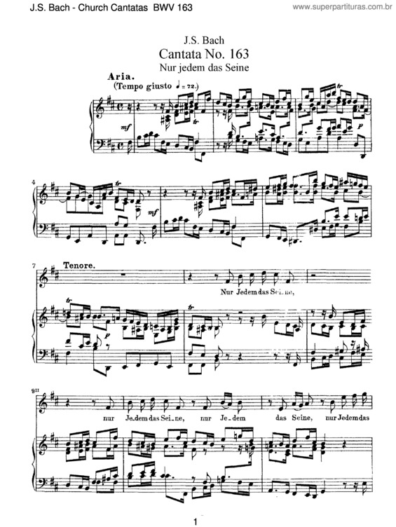 Partitura da música Cantata No. 163