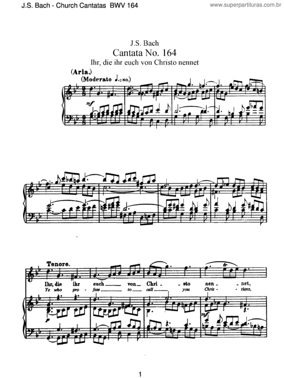 Partitura da música Cantata No. 164