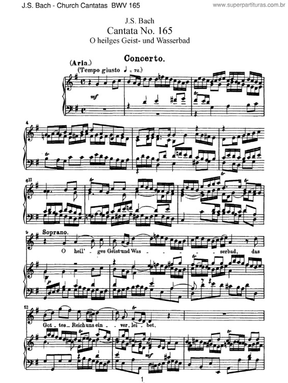 Partitura da música Cantata No. 165