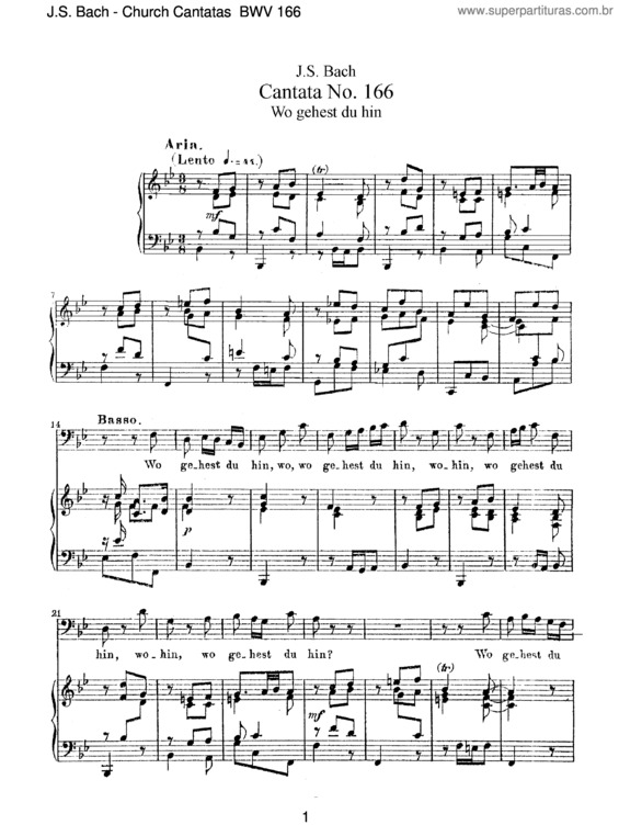 Partitura da música Cantata No. 166