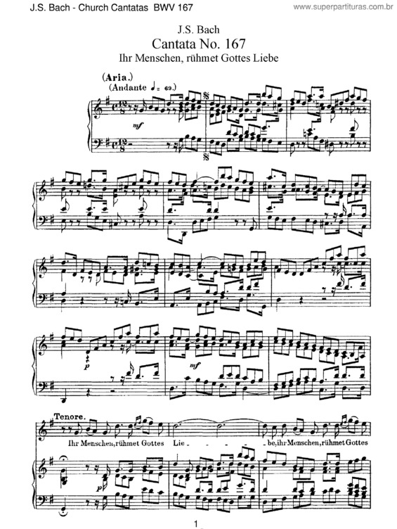 Partitura da música Cantata No. 167