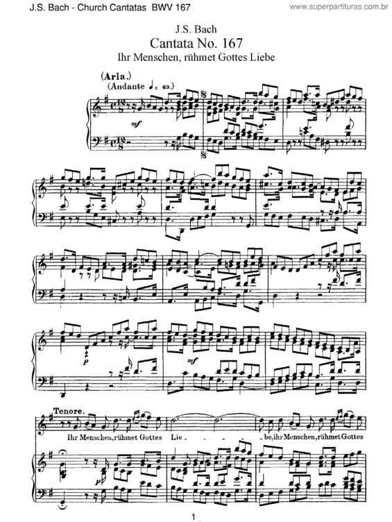 Partitura da música Cantata No. 167