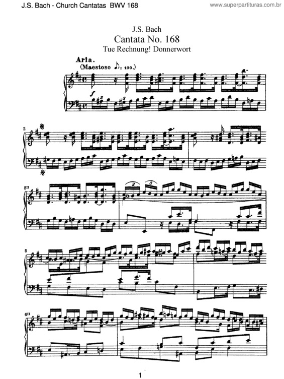 Partitura da música Cantata No. 168