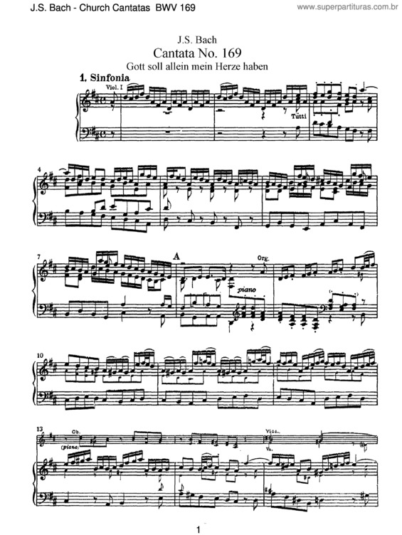Partitura da música Cantata No. 169