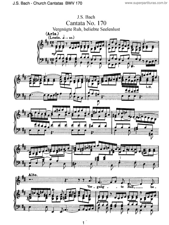 Partitura da música Cantata No. 170