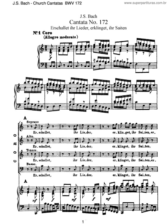 Partitura da música Cantata No. 172