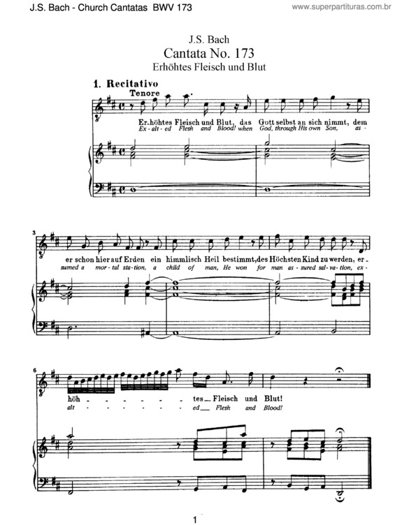 Partitura da música Cantata No. 173